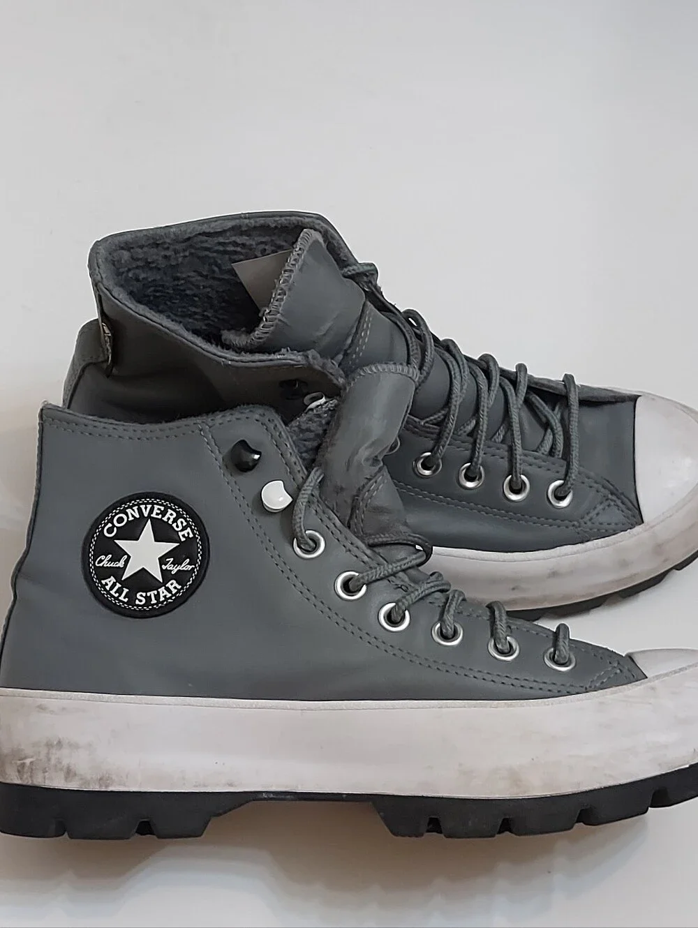Converse Green-Gray High-Top Platform Sneakers